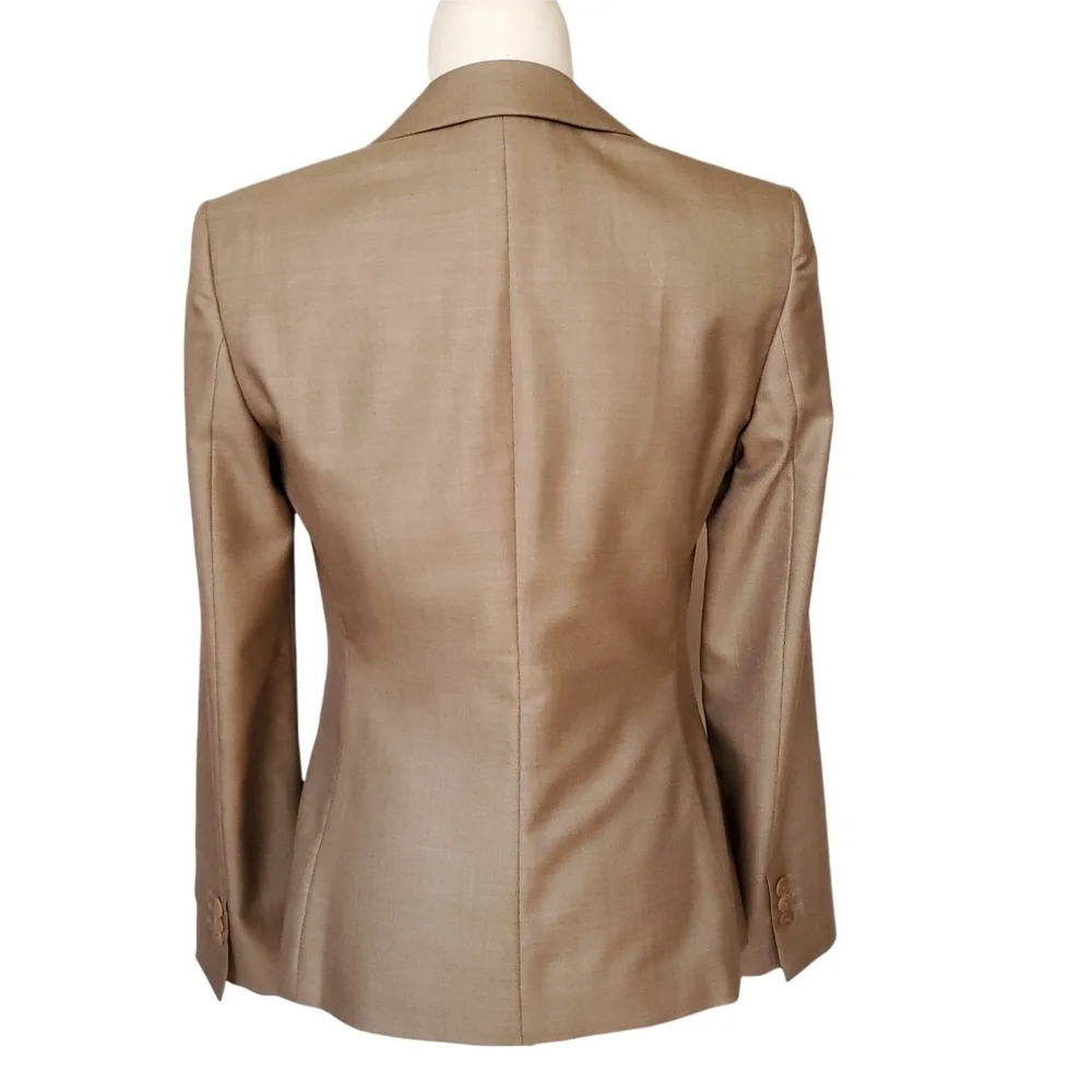 Giorgio Armani Wool Silk Blazer Womens Size 38 Beige Tan Lined Jacket 2 Button - Picture 2 of 16